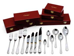 Sterling silver Cartier flatware.