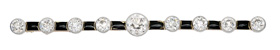 Cartier onyx diamond bar brooch