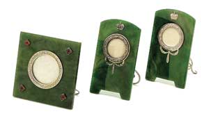 Nephrite and silver picture frames. 