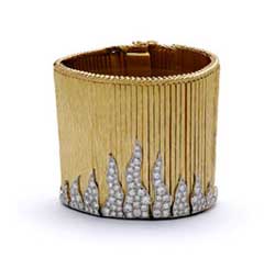 This diamond and gold bracelet by Sterle (circa 1970) was estimated at $3000 to $4000