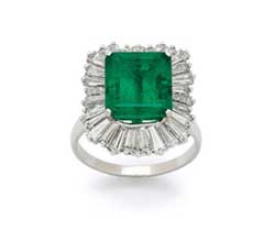 A 5.90-carat emerald ring, by Graff, circa 1980, estimated at $7000 to $9000 and sold for $14,000
