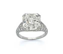 Although estimated at $50,000 to $60,000, this 8.15-carat diamond ring, circa 1925, sold for $140,000.